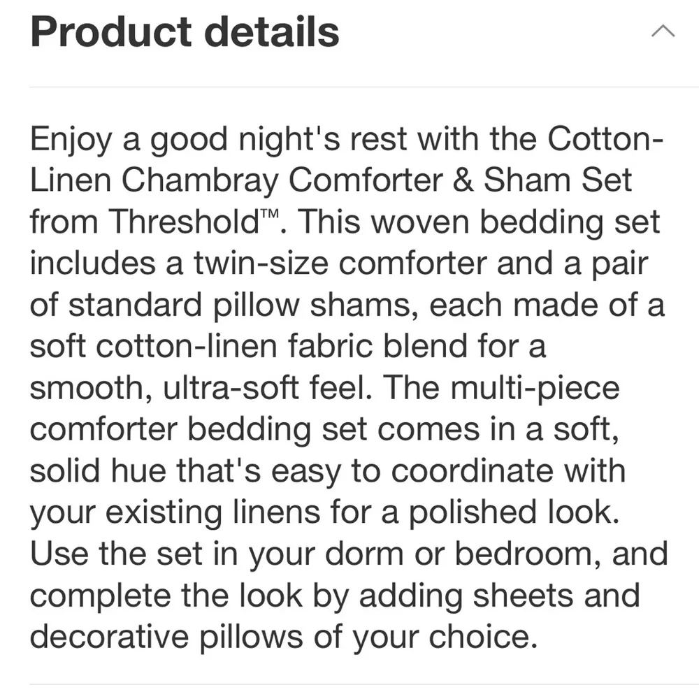 THRESHOLD NWT cotton linen chambray comforter sham set -white -full/queen